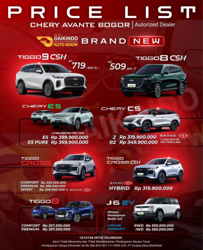 Pricelist Harga Chery pondokpinang 2025